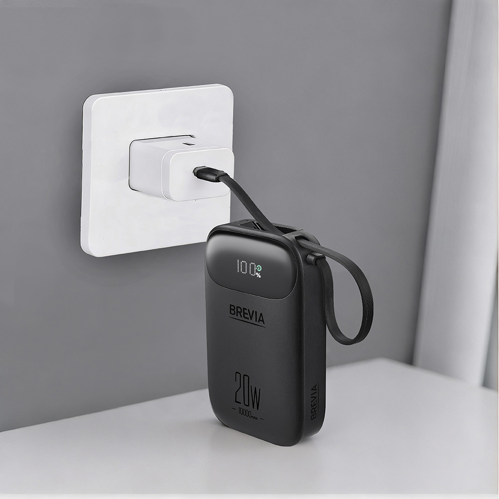 Повербанк (Power Bank) Brevia ePower 10000mAh PD20W CompactMini LCD черный + кабель Львов - изображение 5