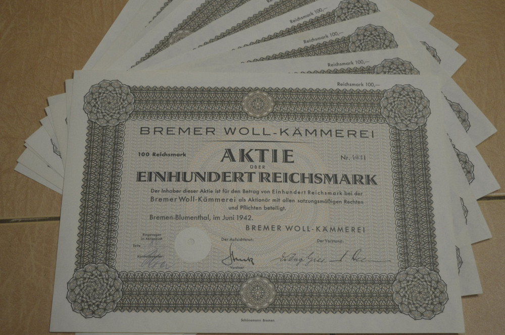 Акция. Германия. Bremer Woll-kammerei 100reichmark 1942 год aUNC-UNC (5 - 15) Полтава - изображение 1