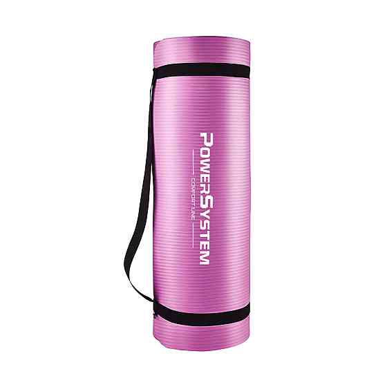 Коврик гимнастический для йоги фитнеса пилатеса Power System PS-4017 NBR Fitness Yoga Mat Plus Pink 180х61х1 Киев
