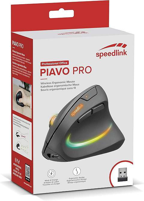 Мышь Speedlink Piavo Pro RGB Wireless черная эргономичная беспроводная оптическая перезаряжаемая с LED и Киев - изображение 7