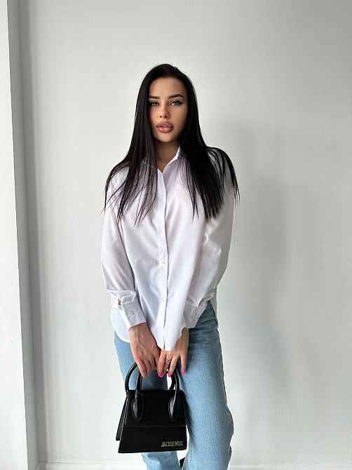 Жіноча базова біла сорочка з бавовни 46/48 Одеса - фото 7