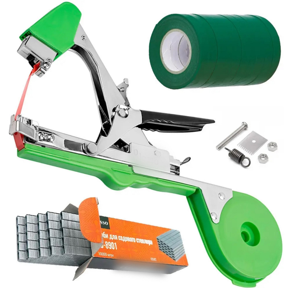 Набор для подвязки растений: Степлер + Скобы (10100 шт) + Лента (6 шт/180 м) Черновцы - изображение 1