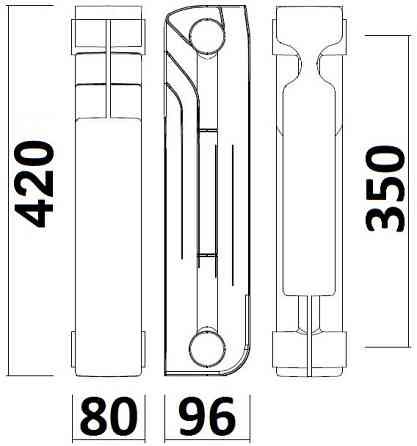 Радіатор біметалевий секційний QUEEN THERM 350/96 (кратно 10) Київ