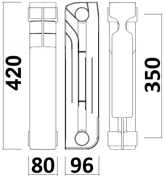 Радиатор биметаллический секционный QUEEN THERM 350/96 (кратно 10) Киев - изображение 3
