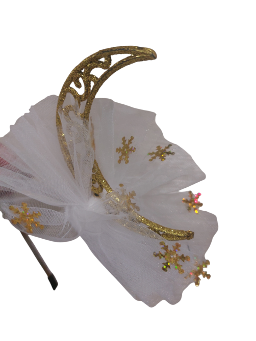 Обруч на новий рік на голову із місяцем one size біло-золотистий Київ - фото 2