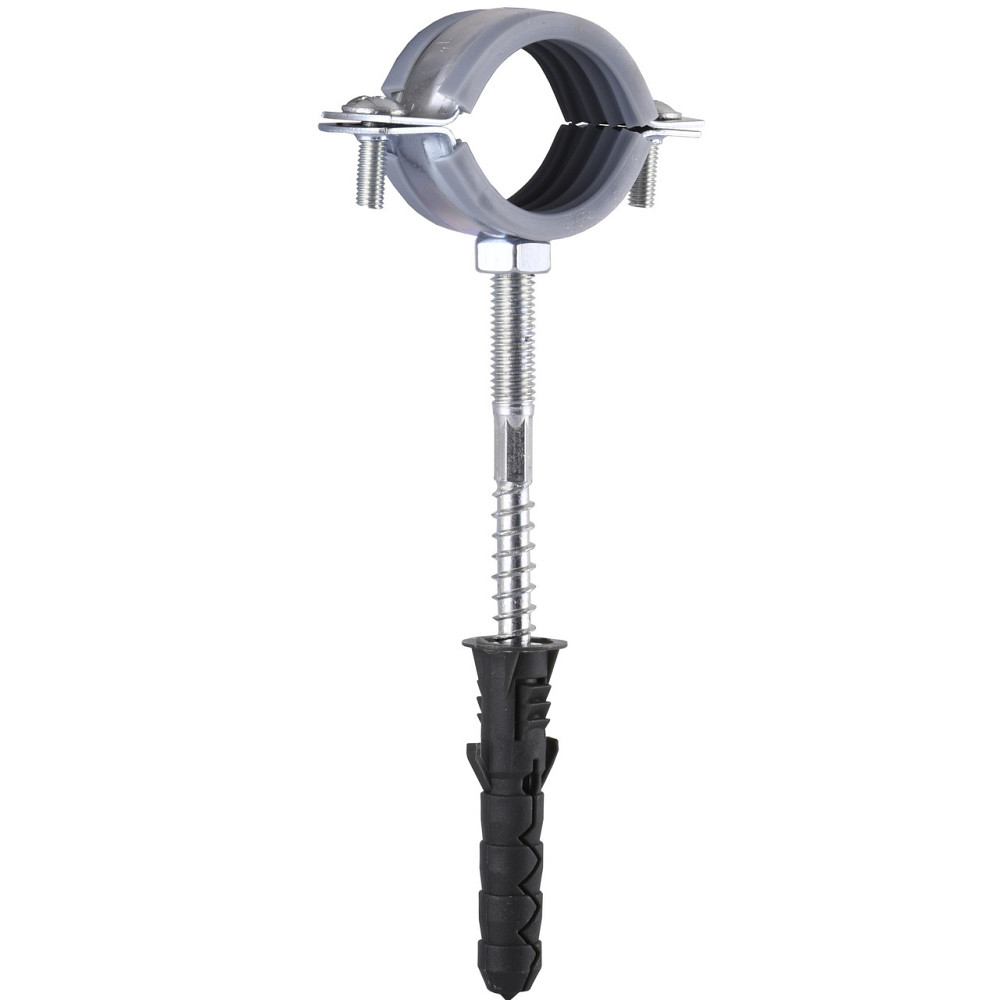 Хомут в сборе CR 1″ (32-37мм) с винтом-шурупом 8*80 и дюбелем в уп., серый (000006304) Киев - изображение 4