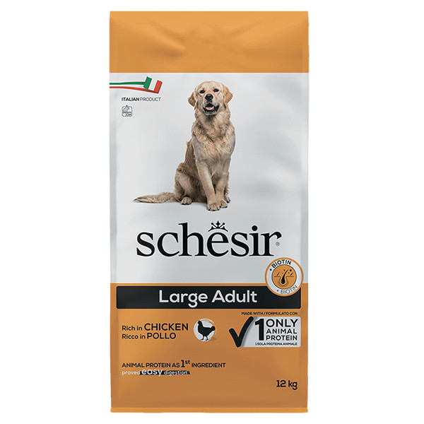 Schesir Dog Large Adult Chicken ШЕЗІР ДОРОСЛИЙ ВЕЛИКИХ КУРКА сухий монопротеїновий корм для собак великих порід Київ - фото 1