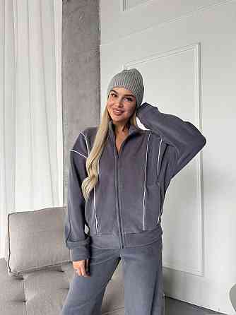 Стильный женский теплый флисовый костюм двойка Серый, 50/52 Одесса