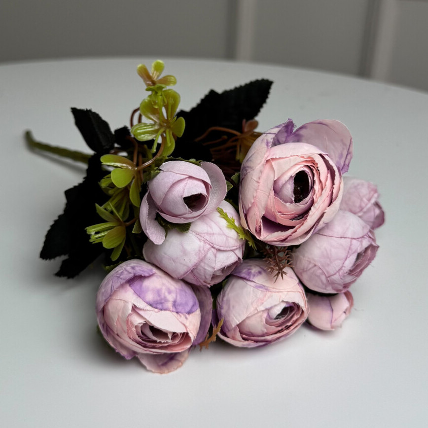 Букет Ранункулюсів штучний, 30 см, 5 стебел, 8 квіток/мікс (2 букети в уп.). Колір: рожевий BM-32 Івано-Франківськ - фото 1