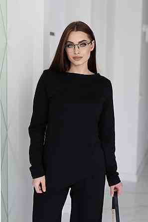 Жіночий костюм з асиметричним лонгслівом "Travel" | Батал Чорний, 54-56 Київ