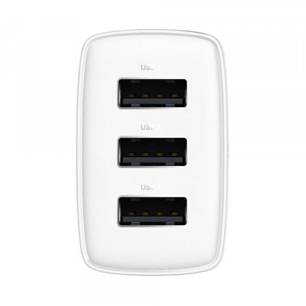 Зарядний пристрій 3xUSB 17W (USB-A) Білий Baseus (CCXJ020102) Київ - фото 3