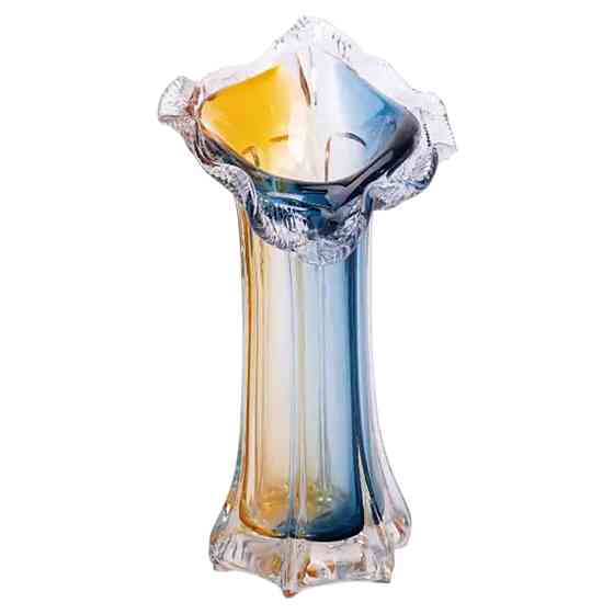 Yiwu Декоративна скляна ваза для квітів 29 см фігурна ваза 500 мл Жовто-синя HP-9-4 Киев