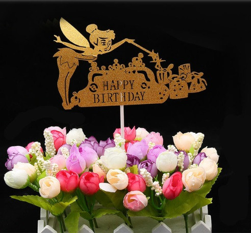 Топпер С Днем Рождения с блестками 13 на 10 см золотистый Киев - изображение 1