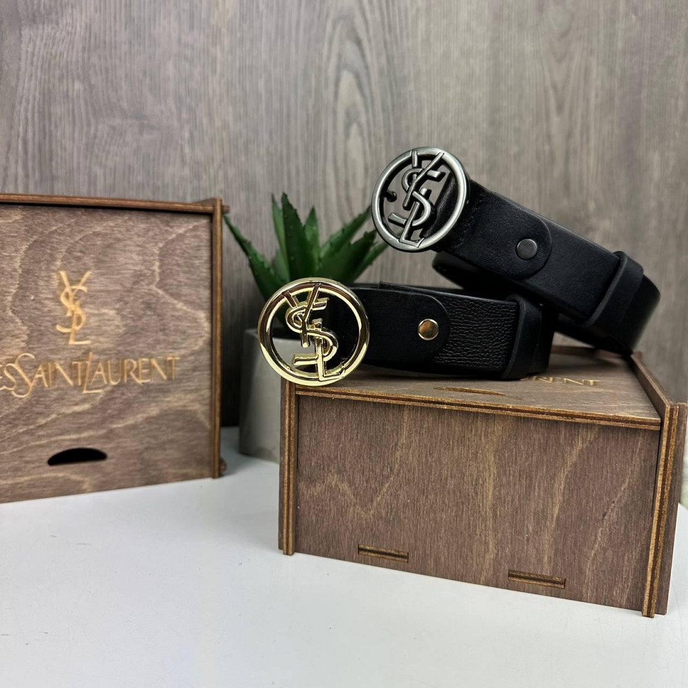 Шкіряний жіночий пояс поясний YSL. Пояс із натуральної шкіри чорний ( 25636 ) Харків - фото 1