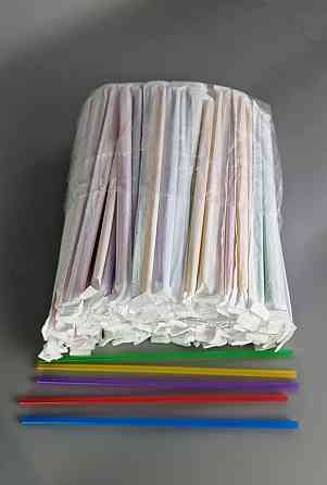 Трубочка для напоїв з гофрою d4.8-21см в інд. упаковці Мікс рівна (200 шт) Харків