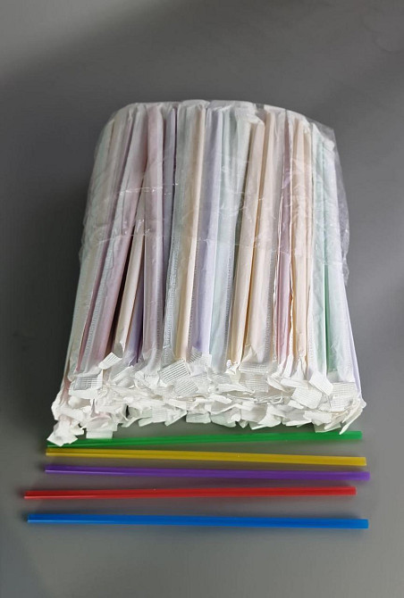 Трубочка для напоїв з гофрою d4.8-21см в інд. упаковці Мікс рівна (200 шт) Харків - фото 2