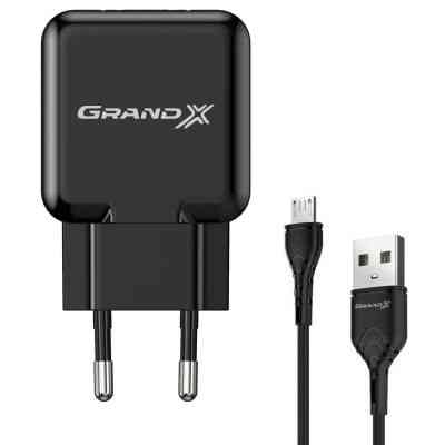 Зарядное устройство Grand-X CH-03UMB (5V/2,1A + DC cable Micro USB) Black (CH-03UMB) Винница