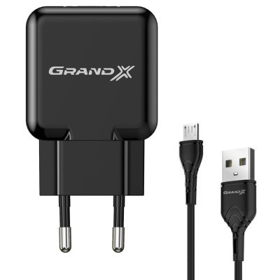 Зарядное устройство Grand-X CH-03UMB (5V/2,1A + DC cable Micro USB) Black (CH-03UMB) Винница - изображение 1