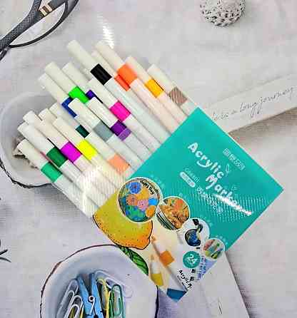 Набір маркерів 24 кольори для малювання та творчості: акрилові маркери для художньої творчості та розмальовок Кам'янець-Подільський