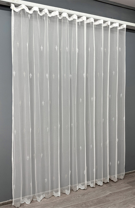 Тюль VR-Textil 1472т Грек-сітка з вишивкою Молочний з пудровим 300х250 см (40-186) Київ - фото 3