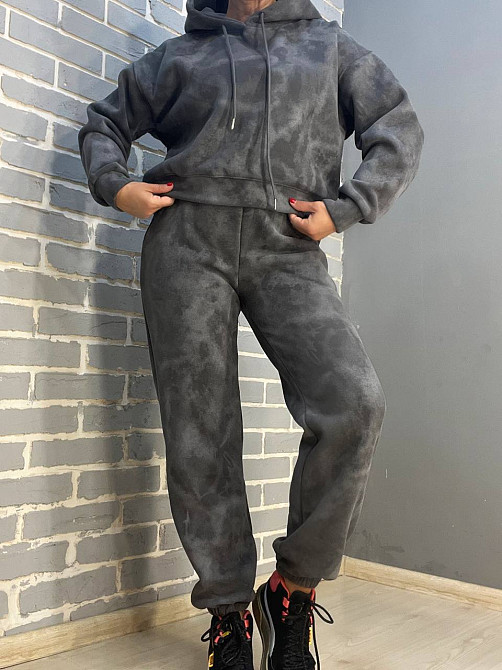Костюм женский Joy One 98596 худи капюшон с джоггерами вареный мраморный утепленный серый, серый, L Киев - изображение 9