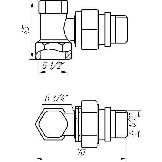 Кран радіаторний кутовий SOLOMON 1/2″ з гумовим ущільнювачем 160405 під ключ Тернополь
