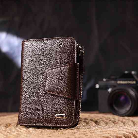 Красиве вертикальне портмоне для жінок з монетницею на блискавці з натуральної шкіри CANPELLINI 21600 Коричневе Київ