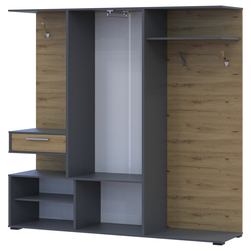 Прихожая Doros Финч 145х37х202 см Графит/Дуб артизан (DRS-011338) Днепр - изображение 4