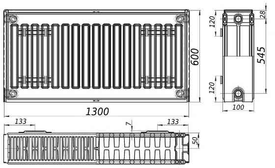 Радіатор сталевий 22/600х1300 бік KALITE Київ