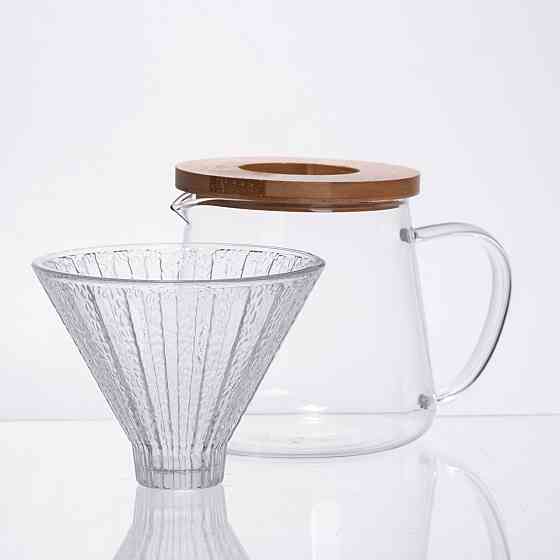 Yiwu Набір заварювання для кави скляний заварник та пуровер 600 мл 64486-28 Коломыя