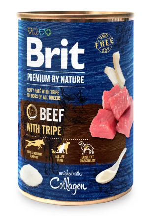 Влажный корм для собак Брит Brit Premium by Nature говядина с требухой (консервная), 400 г Винница