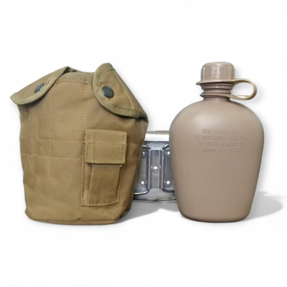 Фляга с котелком и подсумком для воды на 1 литр котелок алюминий фляга пищевой пластик  Койот Одесса - изображение 8