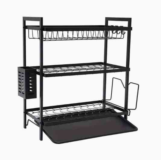 Трехъярусная сушилка для посуды из нержавеющей стали с матовым съемный поддоном размер 53x50x25 см Одесса