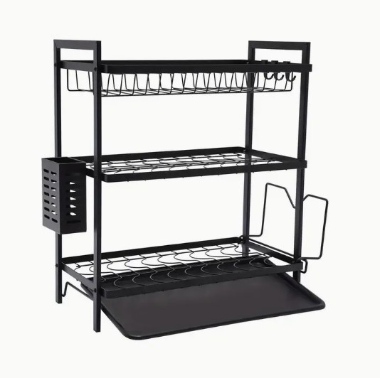 Трехъярусная сушилка для посуды из нержавеющей стали с матовым съемный поддоном размер 53x50x25 см Одесса - изображение 6