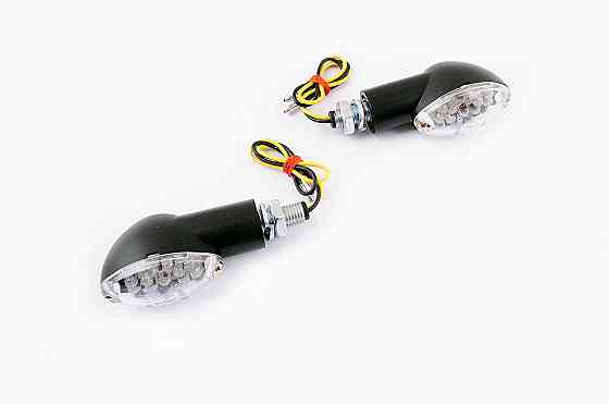 Повороты диодные мини (пара) овальные (черные, прозрачные, 15 диодов) Мукачево