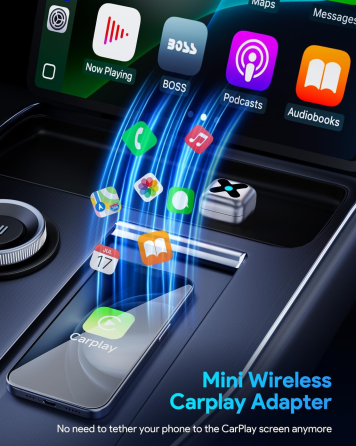 Бездротовий адаптер CarPlay та Android Auto 2в1 FAHREN: Wi-Fi 5.8GHz, Чіп A9, Алюмінієвий корпус, USB-A/C (Silver) Київ