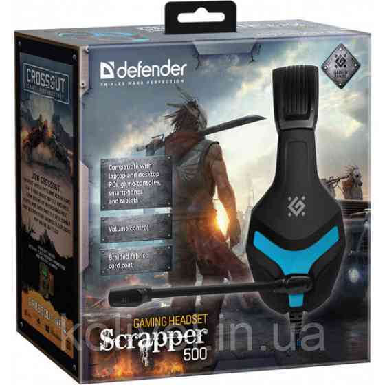 Ігрова гарнітура Defender Scrapper 500 синьо-чорна, Jack 2 x 3,5 мм (64501) Киев