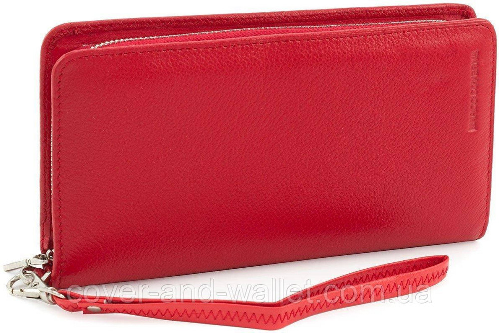 Бордовый кожаный женский кошелек клатч на молнии и магнитах MC Черный Киев - изображение 1