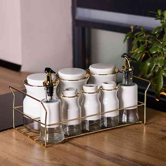 Набір спецій з підставкою та пляшками для олії і оцту Київ