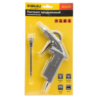 Пистолет для продувки Sigma металлический корпус 26x122мм (6831051) Винница - изображение 7