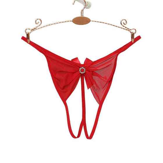 Трусики з розрізом у формі бантика one size червоний Київ
