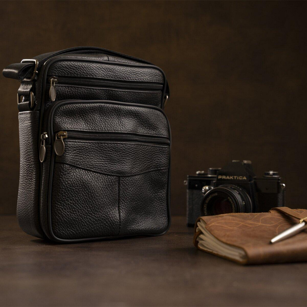 Сумка мужская на одно отделение Черная (Vintage) Киев - изображение 4