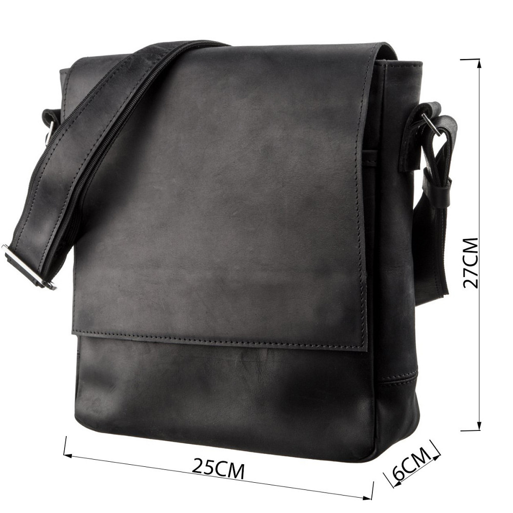 Сумка мужская винтажная средняя SHVIGEL 11172 кожаная Черная Киев - изображение 2