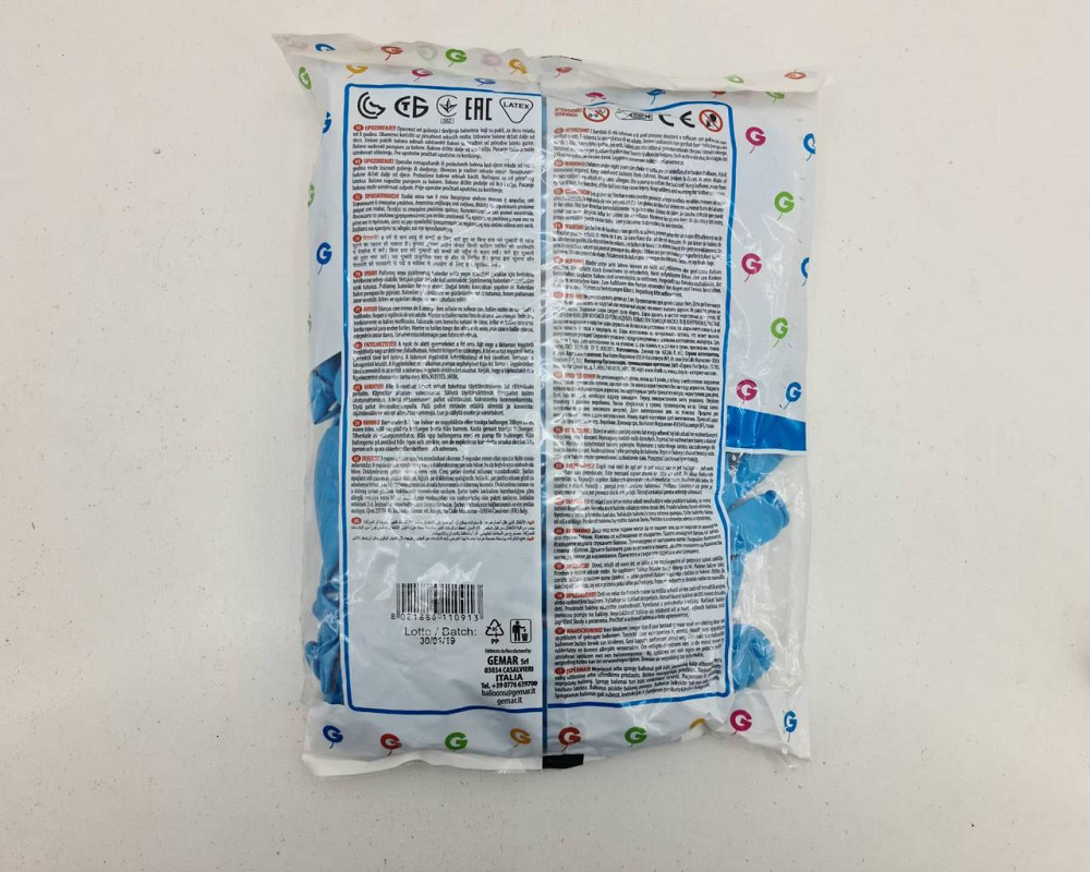 Повітряні кульки світло блакитні 12" (30 см) 100 шт Gemar (1 пач.) Харків - фото 4