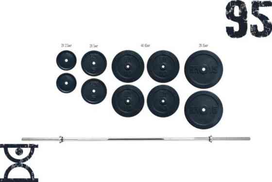 Штанга набірна на 95 кг з хромованим грифом Гантелі, гирі, штанги та диски граниліт Київ