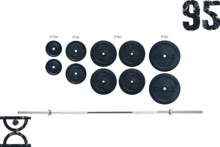 Штанга набірна на 95 кг з хромованим грифом Гантелі, гирі, штанги та диски граниліт Київ - фото 1