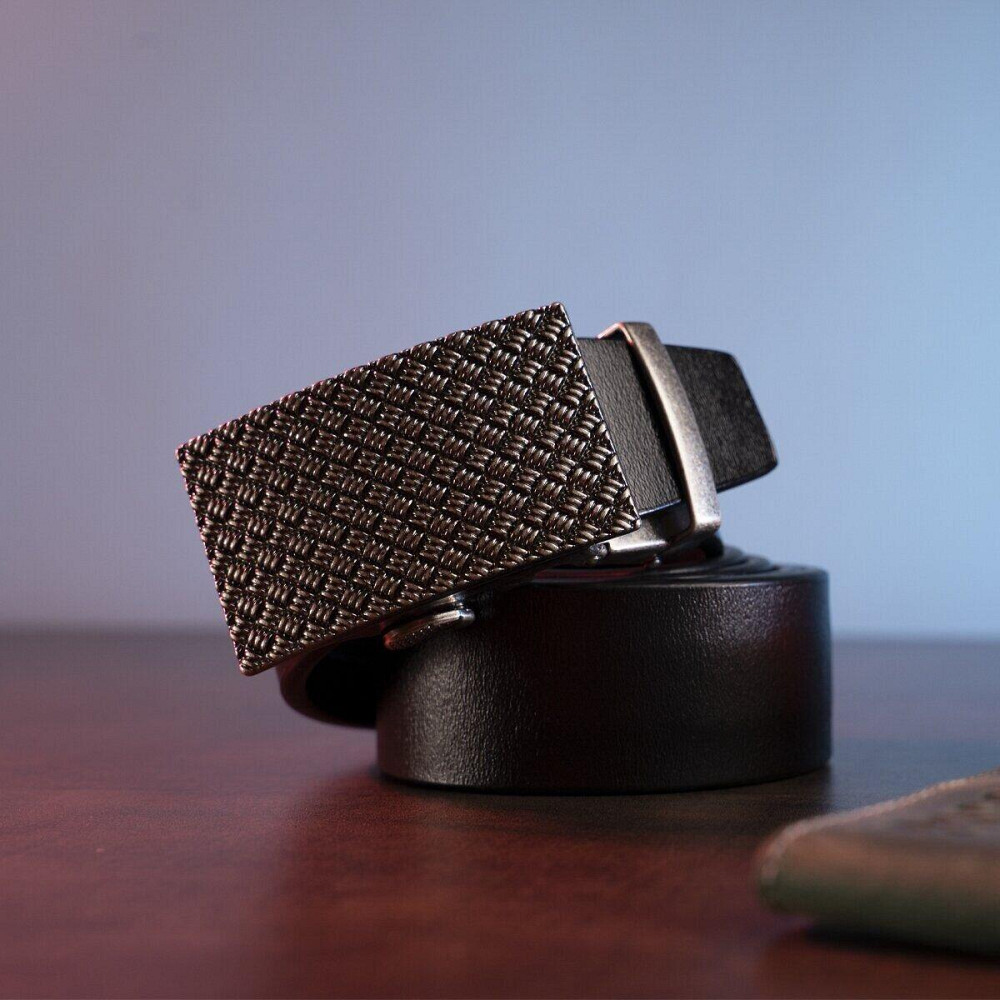 Оригінальний чоловічий ремінь з автоматичною пряжкою Vintage 20212 Чорний Київ - фото 7