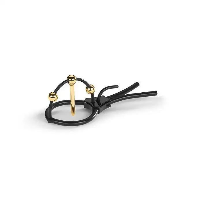 Утяжка для пеніса Mystim Plunging Pete, позолочена, з двома кульками і коротким уретральним зондом Львів - фото 1