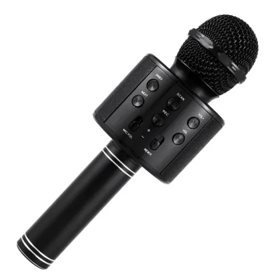 Мікрофон караоке бездротовий WS-858 WSTER BLACK з Bluetooth, динаміками та функцією запису пісень Одеса