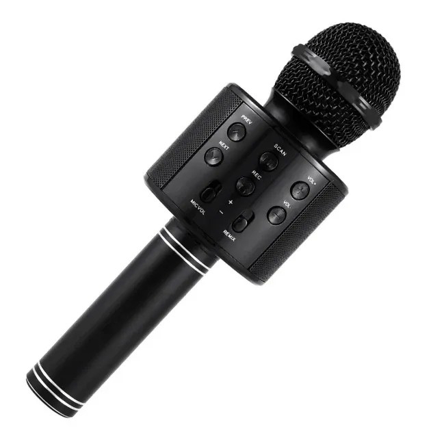 Мікрофон караоке бездротовий WS-858 WSTER BLACK з Bluetooth, динаміками та функцією запису пісень Одеса - фото 3